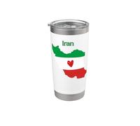 Carte de l'Iran avec cœur persan iranien Gobelet isotherme en acier inoxydable double paroi