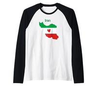 Carte de l'Iran avec cœur Persan iranien Manche Raglan