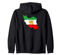 Carte de l'Iran avec Lion et Soleil emblème, Patrimoine Persan Vintage Sweat à Capuche