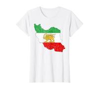 Carte de l'Iran avec Lion et Soleil emblème, Patrimoine Persan Vintage T-Shirt Graphique avec Valeur