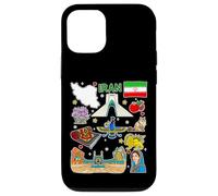 Carte de l'Iran, Perse Patrimoine Culture Icônes Art Design Coque pour iPhone 12/12 Pro