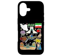 Carte de l'Iran, Perse Patrimoine Culture Icônes Art Design Coque pour iPhone 17
