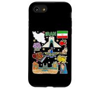 Carte de l'Iran, Perse Patrimoine Culture Icônes Art Design Coque pour iPhone SE (2020) / 7/8