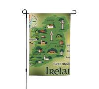 Carte de l'Irlande avec des monuments imprimés divers drapeaux de jardin drapeau extérieur décoration de cour pour patio, porche ou pelouse drapeau