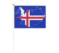 Carte de l'Islande Lot de 6 et 10 drapeaux à agiter à la main, drapeau à main sur bâton, pour défilés, fête, bar, anniversaire