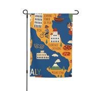 Carte de l'Italie avec symbole culturel imprimé divers drapeaux de jardin drapeau extérieur décoration de cour pour patio, porche ou pelouse drapeau