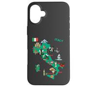 Carte de l'Italie, grandes villes, destinations touristiques, attractions Coque pour iPhone 16 Plus