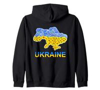 Carte de l'Ukraine avec tournesols et bleuets Fierté Nationale Sweat à Capuche