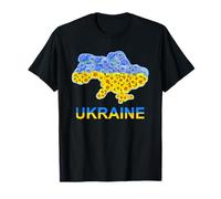 Carte de l'Ukraine avec tournesols et bleuets Fierté Nationale T-Shirt