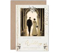 Carte de mariage dorée pour couples - Couple heureux jeunes mariés - Cadeau de félicitations, carte de félicitations pour amis, famille, collègue, voisin, 12,7 x 17,8 cm