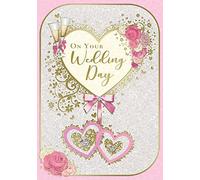 Carte de mariage "Express Yourself" avec enveloppe Motif flûtes à champagne et fleurs