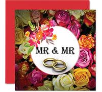 Carte de mariage gay LGBT - Roses of Joy - Cartes de vœux de mariage Happy Wedding Day, Congrats Well Done Just Married 145 mm x 145 mm