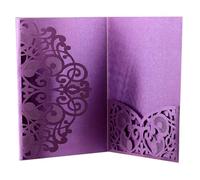 Carte de mariage pop-up faite à la main, Cartes d'invitation de mariage découpées au laser, multicolores, 125 x 180 mm, lot 10(Purple)