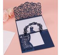 Carte de Mariage Pop-Up pour Les Mariés, Félicitations d'Anniversaire avec Enveloppes Cartes de Vœux pour Jeunes Mariés Enterrement Vie Jeune Fille Fiançailles (Bleu Foncé)