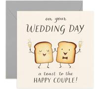 Carte de mariage pour couple, Toast To the Happy Couple, cadeaux de mariage amusants pour marié et mariée - Carte carrée, vierge à l'intérieur avec enveloppe