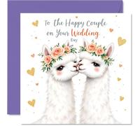 Carte de mariage pour couples - Alpaga - Cadeau de félicitations, carte de félicitations pour amis, famille, collègue, voisin, 145 mm