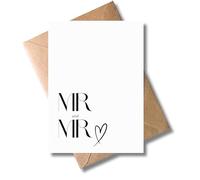 Carte de mariage queer avec enveloppe - Élégante carte cadeau pour fête de mariage « Mr. & Mr» - Carte de vœux simple pour homme, couple de mariés, amour, fiançailles, carte de mariage LGBTQ+ (DIN A6)