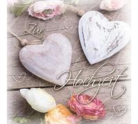 Carte de mariage Romantica Cœurs en bois 15 x 15 cm