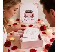 Carte de Mariage Romantique - Décoration Romantique 3D Voiture Vintage | Carte Anniversaire Couple Amoureux - Pour Adultes Famille Amis Week-end Cérémonie de fiançailles Occasions spéciales