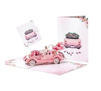 Carte de mariage romantique - Décorations de voiture romantiques vintage en 3D | Carte d'anniversaire de couple, pour cérémonies de fiançailles, occasions spéciales du Nouvel An, bénédictions