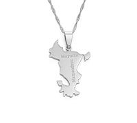 Carte De Mayotte Pendentif Colliers - Charme Cartes Ethniques Drapeau Pull Chaîne Colliers, Carte Patriotique Hip Hop Bijoux Pour Femmes Hommes Chaîne De La Clavicule Cadeau De Fête, Blanc, Chaî