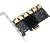 Carte de Montage PCI-E 1 à 6 Emplacements USB-Carte Multiplicatrice D'adaptateur USB 3.0 à Stabilité Supérieure pour L'exploitation Minière de Bitcoin,Compatible avec Windows Linux Mac
