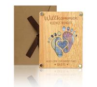 Carte de naissance en bois avec enveloppe - Petit miracle - Cadeau de naissance - Cadeau de naissance - Pour fille et garçon