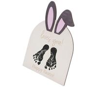 Carte de naissance en bois sur le thème de Pâques pour première empreinte de pied de bébé, décoration de chambre de nouveau-né, décoration de chambre de bébé