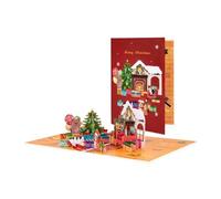 Carte de Noel 3D Pop Up La Maison de Noël avec Enveloppe Décoration Table | Papier cartonné épais, ensemble complet carte et enveloppe, décor table fête, vœux famille amis, usage intérieur