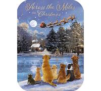 Carte de Noël Across the Miles - Motif chiens et traîneau du Père Noël - Finitions spéciales - Fabriquée au Royaume-Uni - Respectueux de l'environnement