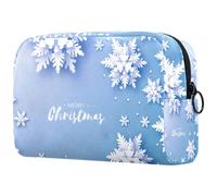Carte de Noël avec flocons de neige pour femme, trousse de toilette de voyage, grande pochette de maquillage pratique avec fermeture éclair, multicolore, 18.5x7.5x13cm/7.3x3x5.1in, Trousse de toilette