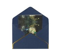 Carte de Noël avec imprimé horloges papillons, carte vierge à panneau unique avec enveloppe 11,4 x 15,7 cm