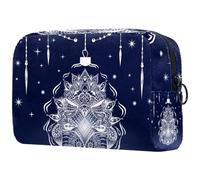 Carte de Noël avec motif floral mandala pour femme, trousse de toilette de voyage, grande pochette de maquillage pratique avec fermeture éclair, multicolore, 18.5x7.5x13cm/7.3x3x5.1in, Trousse de