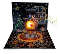 Carte de Noël,Cartes de vœux de Noël - Carte postale musicale amusante avec lumière - Fournitures de fête de jouets à collectionner, cartes de bénédiction faites à la main avec Projection du père n