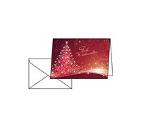 sigel Cartes de Noël DS019 - 25 cartes avec enveloppes, Sapin, 10,5×14,8 cm Rouge/Blanc/Doré/Argent