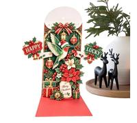 Carte de Noël en 3D - Scène festive superposée - Souvenir ouvert | Carte de Noël 3D | Papier Pop Open avec espace de message vierge | Carte de vœux de Noël | Pour la famille et les amis