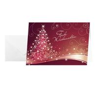 sigel Cartes de Noël DS019 - 25 cartes avec enveloppes, Sapin, 10,5×14,8 cm Rouge/Blanc/Doré/Argent