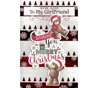 Carte de Noël extra large pour petite amie, 30,5 x 20,3 cm, motif ours en peluche avec 8 pages, carte de vœux de vacances festives avec message d'amour