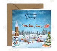 Carte de Noël - Merveilleux pays des merveilles d'hiver - Carte pliante (15 x 15 cm) - Avec enveloppe kraft - Intérieur vierge