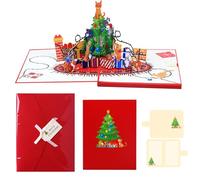 Carte de Noël musicale avec sapin en papier et lumières LED et motif festif pour fête de fin d'année, carte artisanale