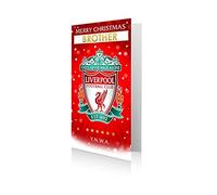 Carte de Noël officielle Liverpool FC - Personnalisez la relation avec une feuille d'autocollants incluse.
