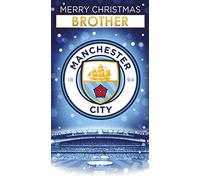 Carte de Noël officielle Manchester City - Personnalisez la relation avec une feuille d'autocollants incluse.