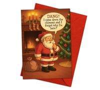 Carte de Noël oublieuse amusante avec inscription « Dang! I Came Down the Chimney and Forgot Why I'm Here », carte de vœux hilarante pour les amis ou les collègues, carte de Noël festive pour cheminée