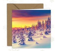 Carte de Noël - Paysage de rêve hivernal - Carte pliante (15 x 15 cm) - Avec enveloppe kraft - Préimprimée à l'intérieur