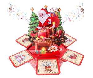 Carte de Noël pop-up avec musique et lumière - Carte cadeau 3D avec enveloppe - Idéal comme cadeau de Noël pour femmes, hommes, enfants