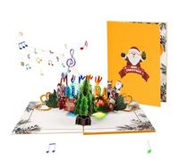 Carte de Noël pop-up créative avec enveloppe faite à la main musicale lumineuse carte de vœux pliable cadeau carte postale décoration de Noël bureau