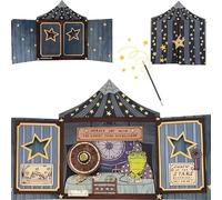 Carte de Noël pop-up Horace le Sage, création 3D en papier superposé avec enveloppe, Crapaud astrologique de cirque fantastique, souvenir de Noël, cadeau décoratif pliable à plat (1)