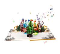 Carte de Noël pop-up musicale avec lumières LED - Carte de vœux 3D pliable pour fêtes de fin d'année, famille et amis, réutilisable