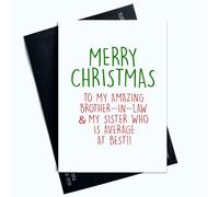 Carte de Noël pour beau-frère et sœur - Blague hilarante, parce que le rire est le meilleur cadeau ! Partagez le plaisir festif avec cette carte de vœux de Noël humoristique et réconfortante SP122