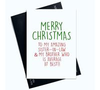 Carte de Noël pour belle-sœur et frère - Blague hilarante, parce que le rire est le meilleur cadeau ! Partagez le plaisir festif avec cette carte de vœux de Noël humoristique et réconfortante SP123